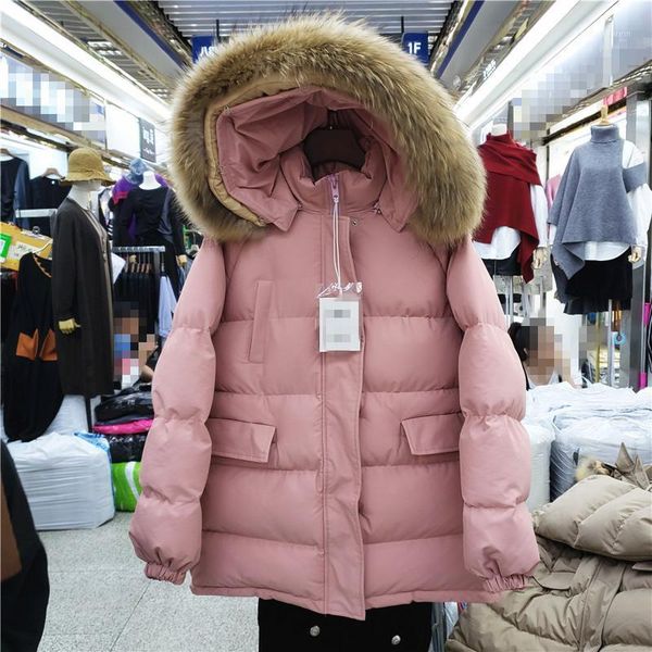 

women's down & parkas [ewq] 2021 winter women long mujer thickened loose hooded short jackets minimalist cotton padded clothes black 8d