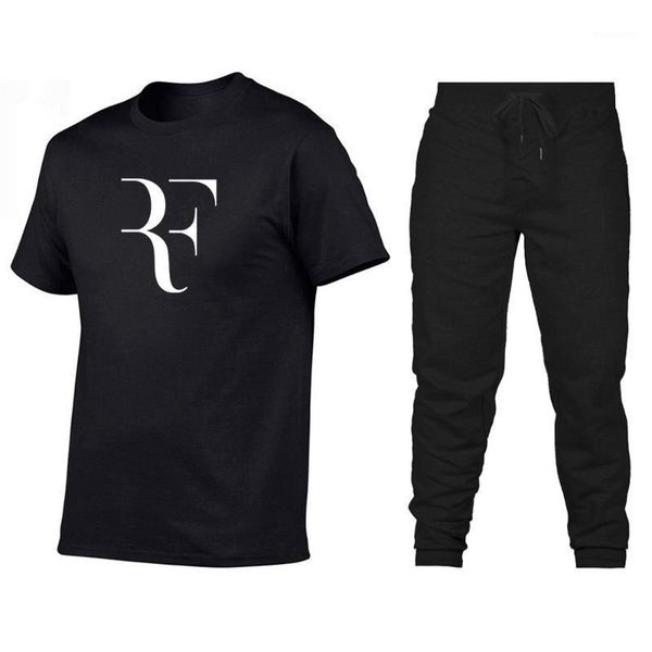

printed pattern selling fr federer cotton short-sleeved men's t-shirt sports pants suit fashion t-shirt1, Gray