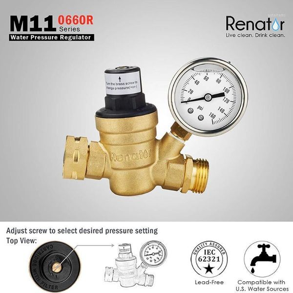 

connector rv camper vehicle with gauge water pressure reducing valve flow meter auto universal adjustable brass anti corrosion1