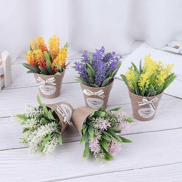 

decorative flowers & wreaths artificial plant flower home decoration fake small mini potted bonsai green 1 set and vase1