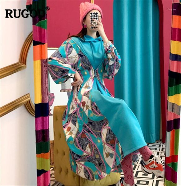 

rugod 2020 new spring women hooded dress patchwork two different wearing fashion vestidos stylish temperament designer dress1, Black;gray