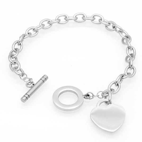 

women stainless steel bracelets with letter please return to heart gold silver ot chains pulsera fashion t jewelry style, Golden;silver