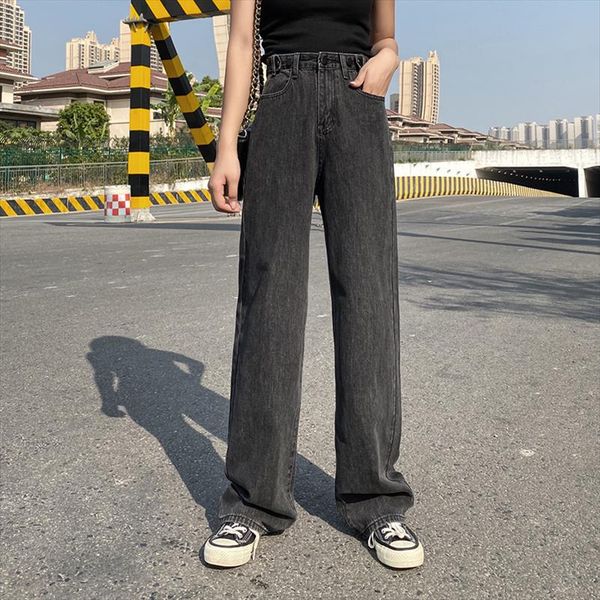 

прямые джинсы женщина плюс размер черные джинсовые брюки кружев промывают мода мода высокая талия джинсы парня для женщин 2020, Blue