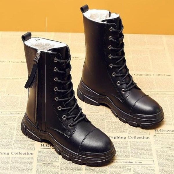 

snow boots women winter shoes plush fur ankle boots winter 2020 new female casual white shoes warm martin fur, Black