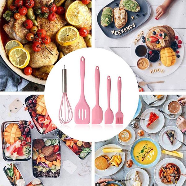 

5 pcs/set silicone cookware set nonstick heat resistant kitchen cooking baking tools kit utensils cooking kitchen accessory silicone tools