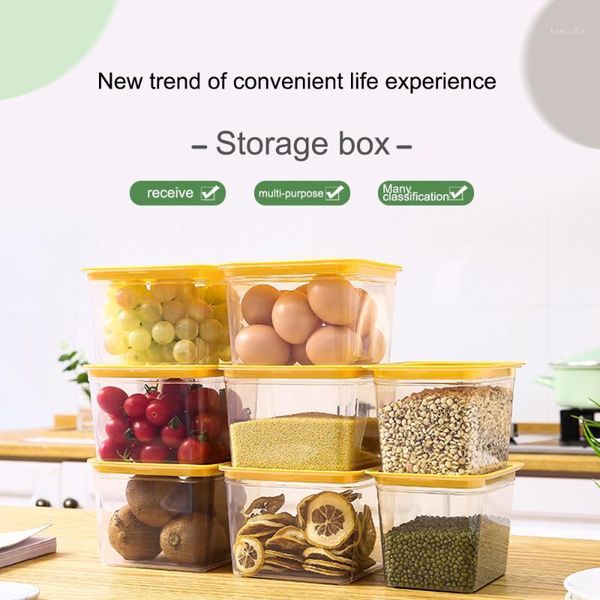 

1l/1.4l kitchen storage container refrigerator storage box with handle fridge organizer plastic transparent sealed1