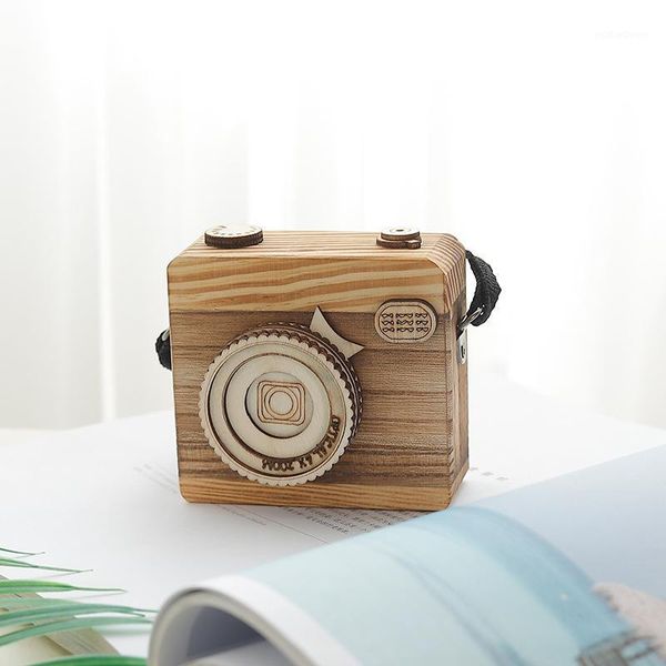 

gift wrap creative wooden music box, retro camera, eight sound kindergarten children's gift1
