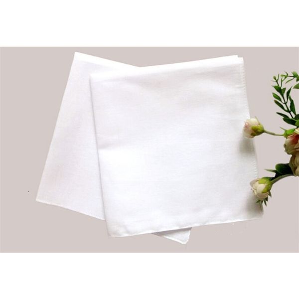 

women pure white hankerchiefs men 100% cotton handkerchiefs 41cm*41cm pocket square wedding plain diy print draw hankie8umv
