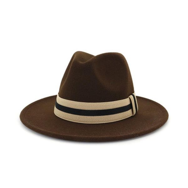 

women hats solid color wide brim band belt felted fedora hat vintage formal dress wedding fascinator autumn winter women hat new, Blue;gray