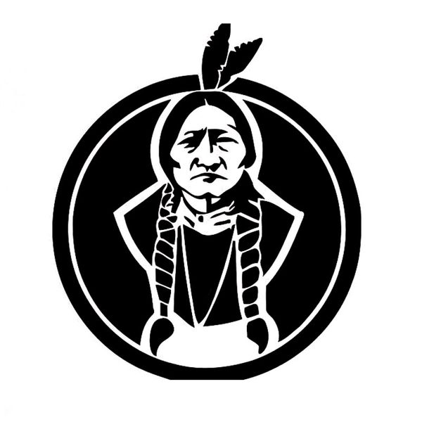 

13.4*15.5cm cartoon fun amerindian indian feather art decals black/silver car sticker vinyl s8-1545