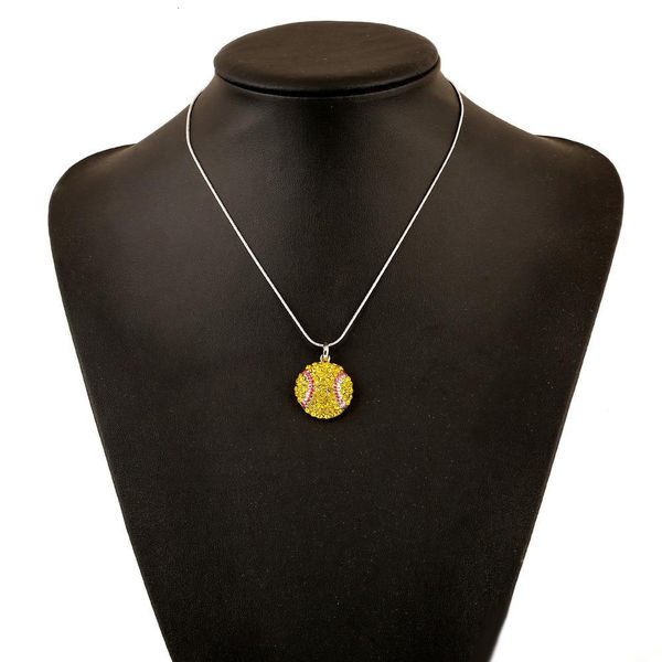 

quality ball sports necklace crystal rhinestone softball high baseball basketball pendant snake chains for women men s f