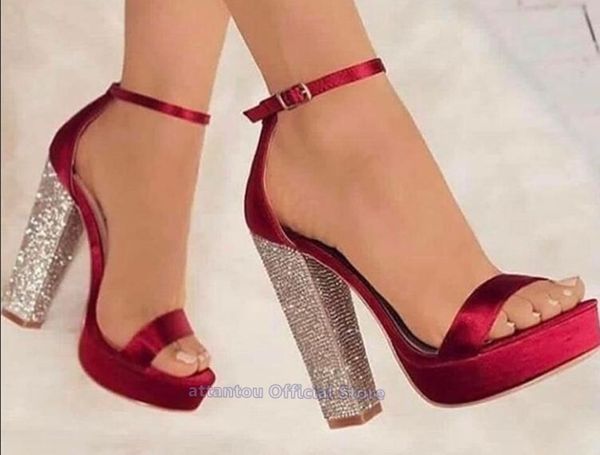 

2020 summer cover heeled narrow band ankle strap chunky high heeled platform sandals women elegant crystal heeled dress shoes t200529, Black