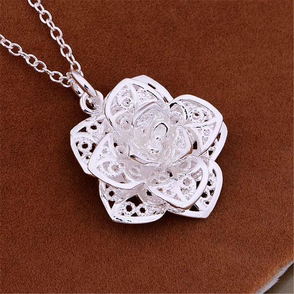 

charms pretty fashion silver color jewelry wedding noble elegance women classic flower pendant necklace jshn884 h bbyzct