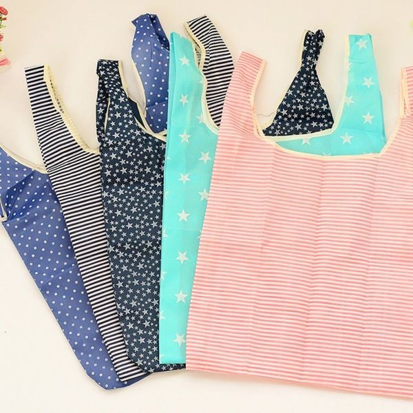 

foldable fashion green new sale printing shopping bag tote folding pouch handbags convenient large-capacity storage bags