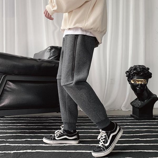 

men's pants man winter casual cotton sports trousers jogger bodybuilding pencil fitness gyms, Black