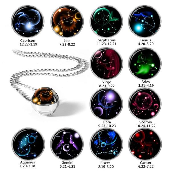 

pendant necklaces the listing astrological necklace fashion galaxy 2021 women's men's glass globe, Silver