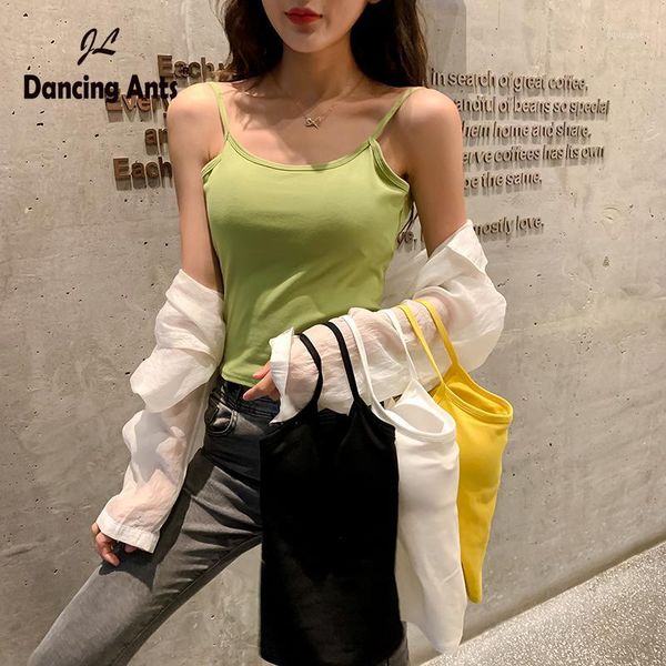 

women's tanks & camis women vest backless strap slim solid short tank office lady 2021 fashion 1, White