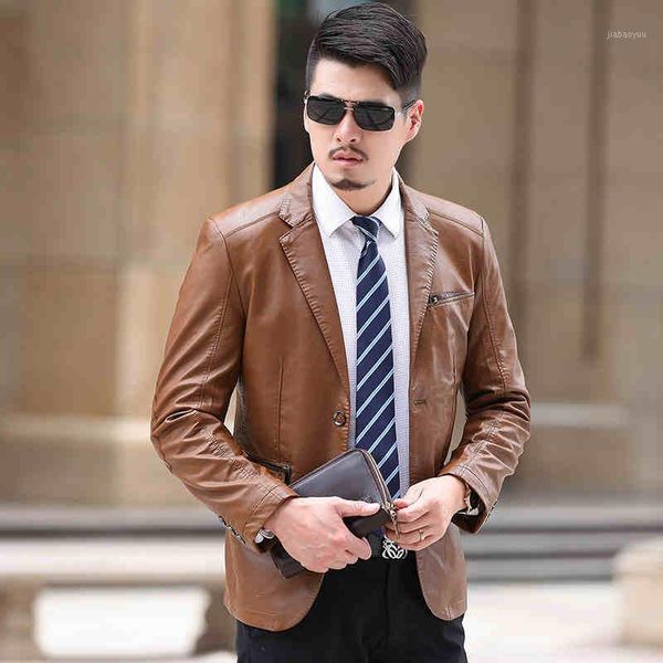 

leather jackets men's suit collar men leather suit slim single-breasted jacket male spring fashion black brown big size1, White;black