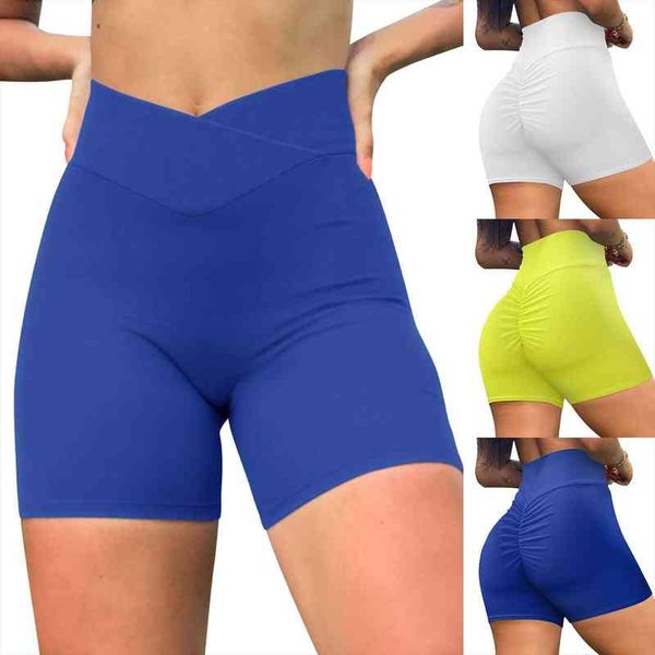 

women seamless fitness shorts elastic high waist short pants gym workout stretch female butt sports cycling shorts legging, White;black