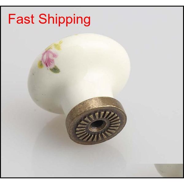 

96mm peony porcelain pull handles rural ceramic drawer cabinet knobs bronze dresser handle retro fashion furni qyljgq homes2011