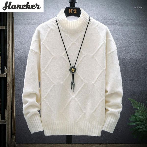 

huncher mens sweater male turtleneck men 2020 autumn winter casual high neck sweater man jumper men korean white for1, White;black