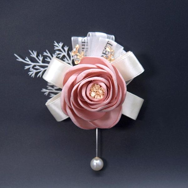 

wedding corsages &boutonnieres aolly&silk rose brooch flower with ribbon party supplies bride groom cloth decoration