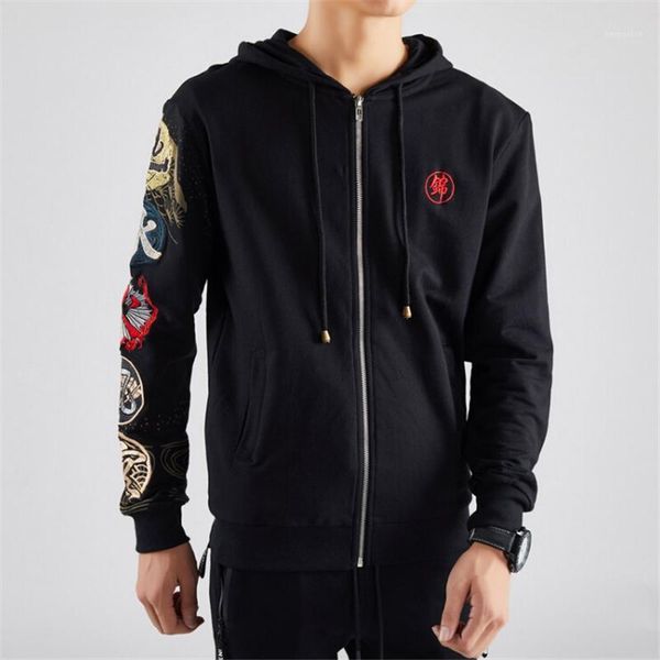 

autumn and winter high-quality men's long-sleeved casual hoodie pullover fashion embroidered slim design sweatshirt1, Black