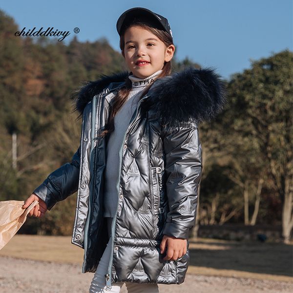

children winter down jacket 2020 new baby girls coats warm kids fashion jackets for girls children's clothing 4 to 12 years lj201125, Blue;gray