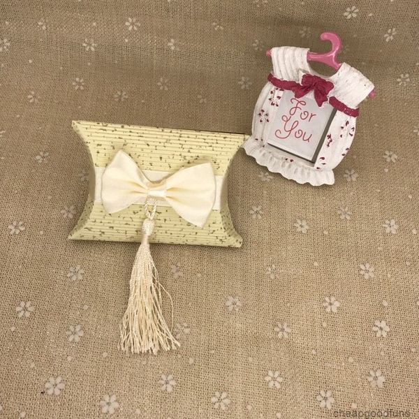 

u factory bowknot candy pillow with tassels red decoration party sweet favors foldable wedding gift box 1u