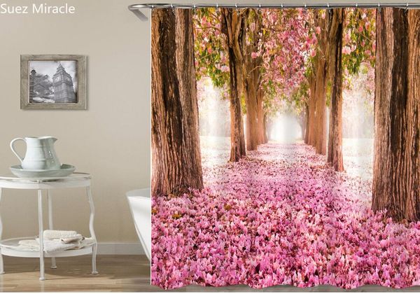 

fallen flower forest cheerful bathing waterproof bathroom colorful shower curtain