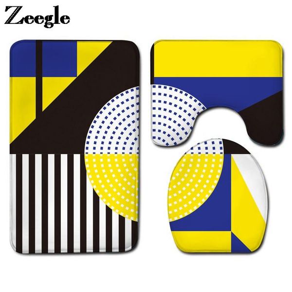 

bath mats flannel bathroom capet rug home decoration mat waterproof u-shaped toilet and anti-slip floor carpet set