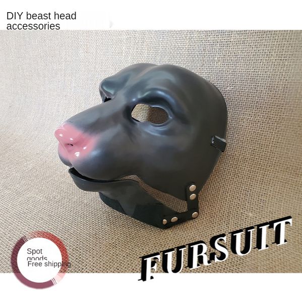 

mascot costumes customizable fursuit animal head custom realistic skull animal accessories diy plastic material handmade, Red;yellow