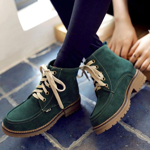 

doratasia large sizes 45 brand new arrivals lower heels fashion vintage british style shoelaces ankle boots woman shoes, Black