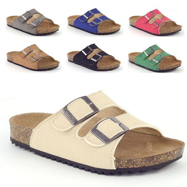 

kids sandals for baby girls leisure beach sandals kids cork shoes non-slip rubber sole breathable leather slides for children1, Black;red