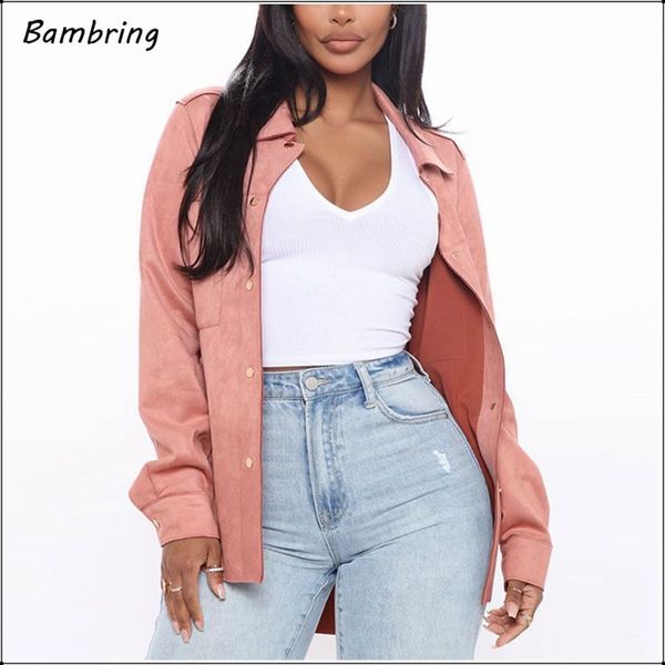 

jacket autumn women suede faux leather khaki coat biker trend pocket buttons pink ladies casual spring cute outerwear new custom, Black;brown