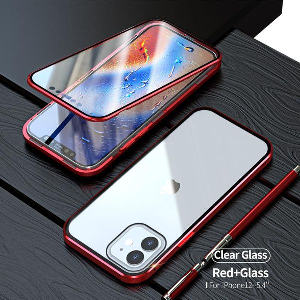 

double sided glass magnetic metal case for iphone 12 mi ni 12 11 xs max pro 7 8 plus xr x se h sqceqe