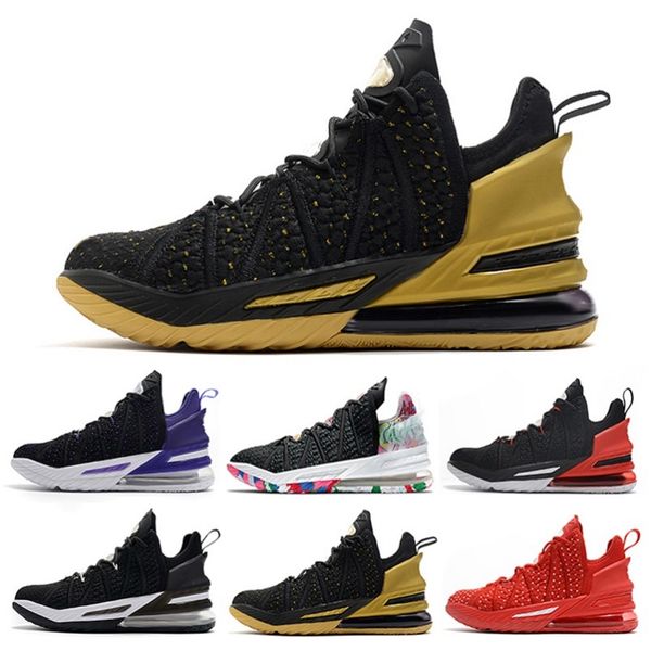 

new arrival black gold 18 mens basketball shoes bred university red james gang white la 18s trainers outdoor men sports sneakers 40-46