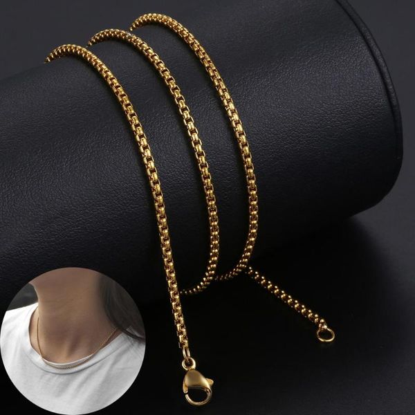 

chains round box chain 2mm thin mens womens necklace gold color stainless steel link wholesale jewelry lkn385usa, Silver