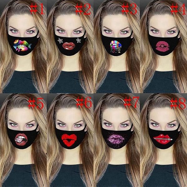

black fashion women 3d funny half printed cover washable reusable dustproof windproof face mask dda131