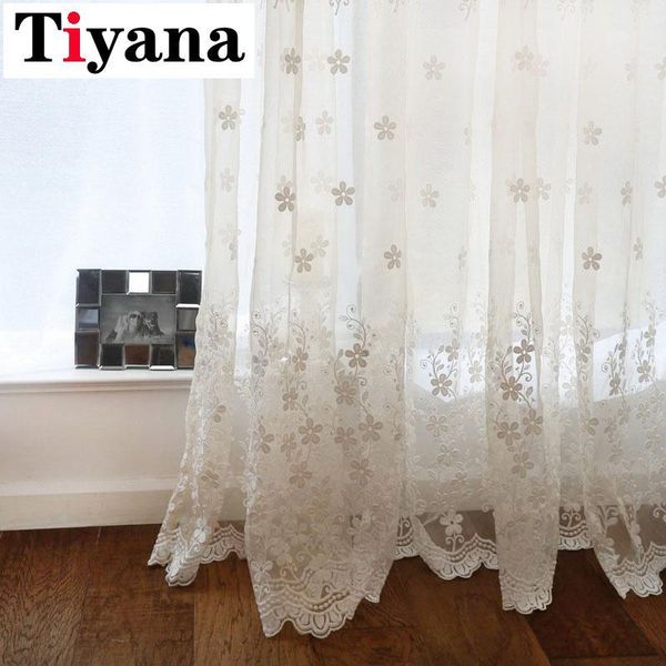 

tiyana europe luxury white flower sheer curtains for living room embroidered window drapes modern tulle kitchen curtains zh023y1