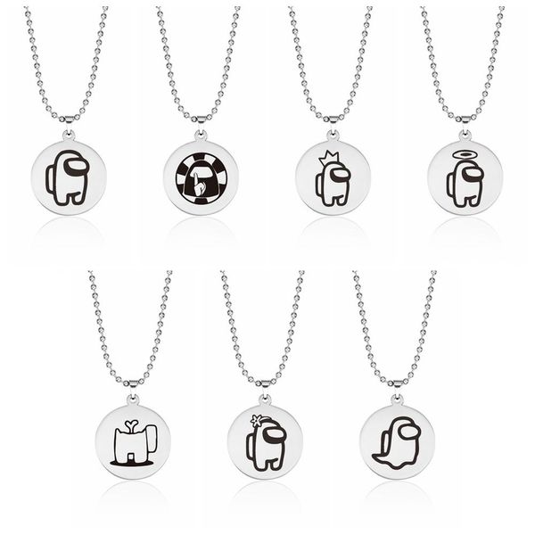

the new among us anime doll stainless steel pendant among us game peripheral men's and women's necklaces wholesale