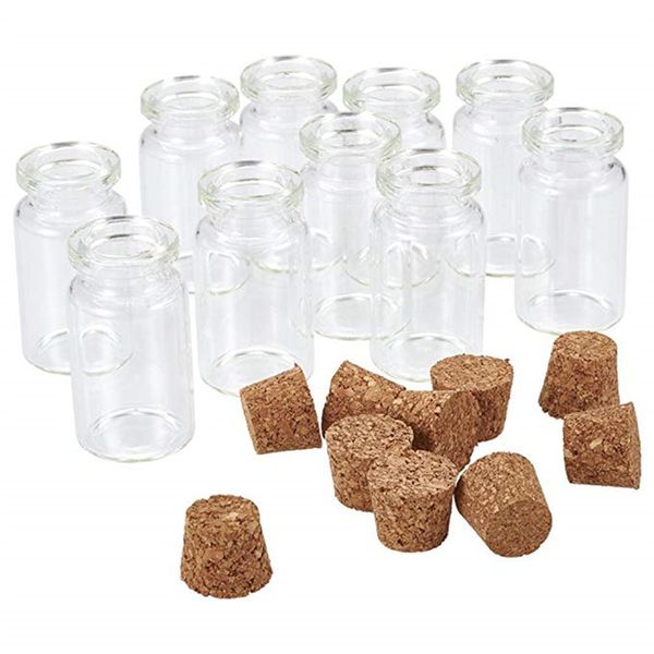 Vendita calda piccole mini fiale per bottiglie tappate in vetro trasparente che desiderano contenitore per bottiglie alla deriva con tappo in sughero .5ml 1ml 2ml 3ml 4ml 5ml 6ml 7ml 10ml 15ml