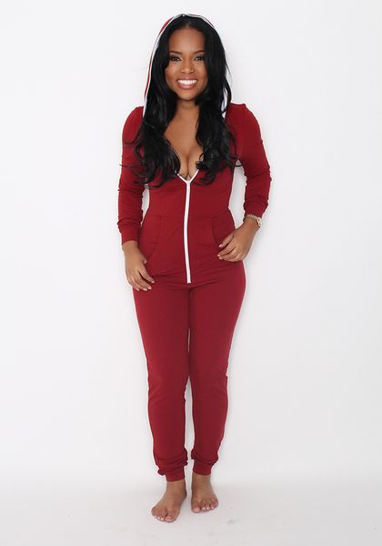 

2021 new womens fashion slim fit lightweight zip up ropmer jumpsuits with hood zi2e, Black;white