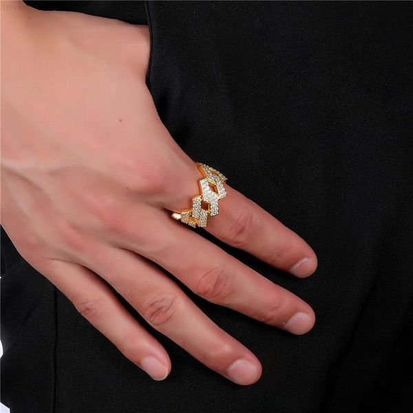 

factoryhrodfashion diamond ring men hip hop jewelry new bling cz stone iced out 18k plated hiphop gold rings, Silver