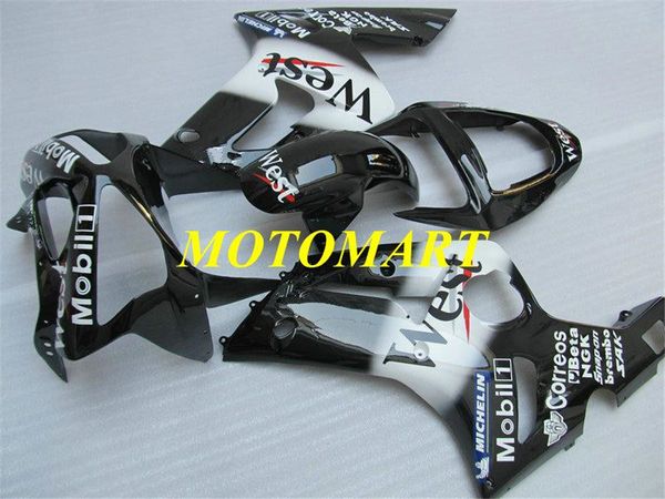 Kit de lajes de molde de injeção para Kawasaki Ninja ZX 6R 600CC 03 04 ZX6R 636 2003 2004 novas feiras pretas brancas definir ZX48