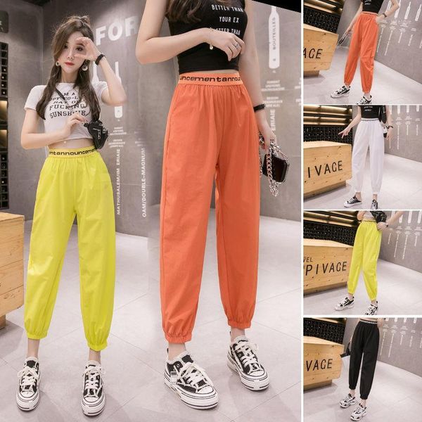 

liberjog women casual ankle-length pants loose sports elastic waist exercise fitness sweatpants lantern workout sport female1, Black;white