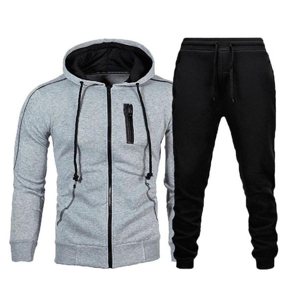

men's suit black hoodie long sved sweatshirt sweat black xxxl men's wear, Gray
