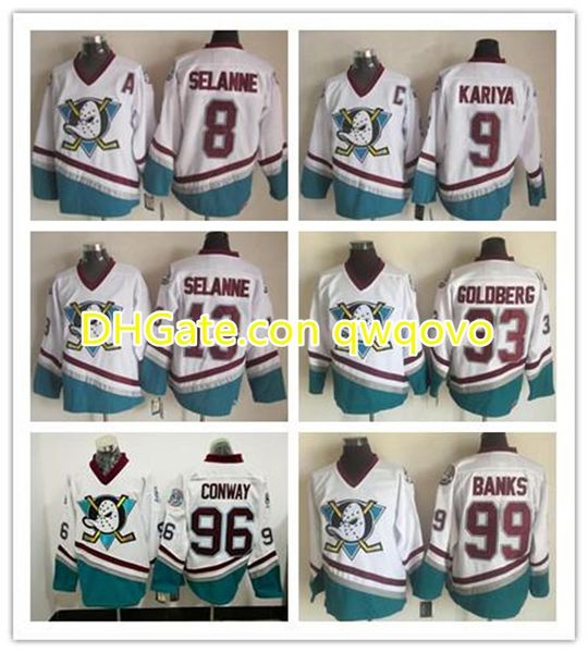 Men's Mighty Ducks Ice Hockey Jersey #8 SELANNE #9 Paul Kariya #96 Conway New