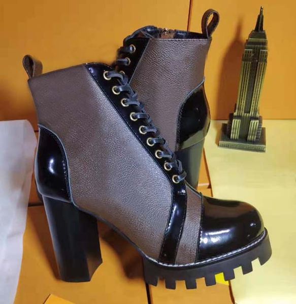

2021women luxury high heeled martin boots winter coarse heel designer desert boots 100% real leather high heel boots large size 35-42, Black