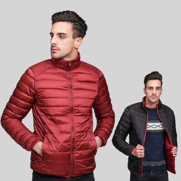 

2021 new ultralight jacket men down coat male autumn winter double side feather reversible windproof lightweigt parka 8hxv, Black